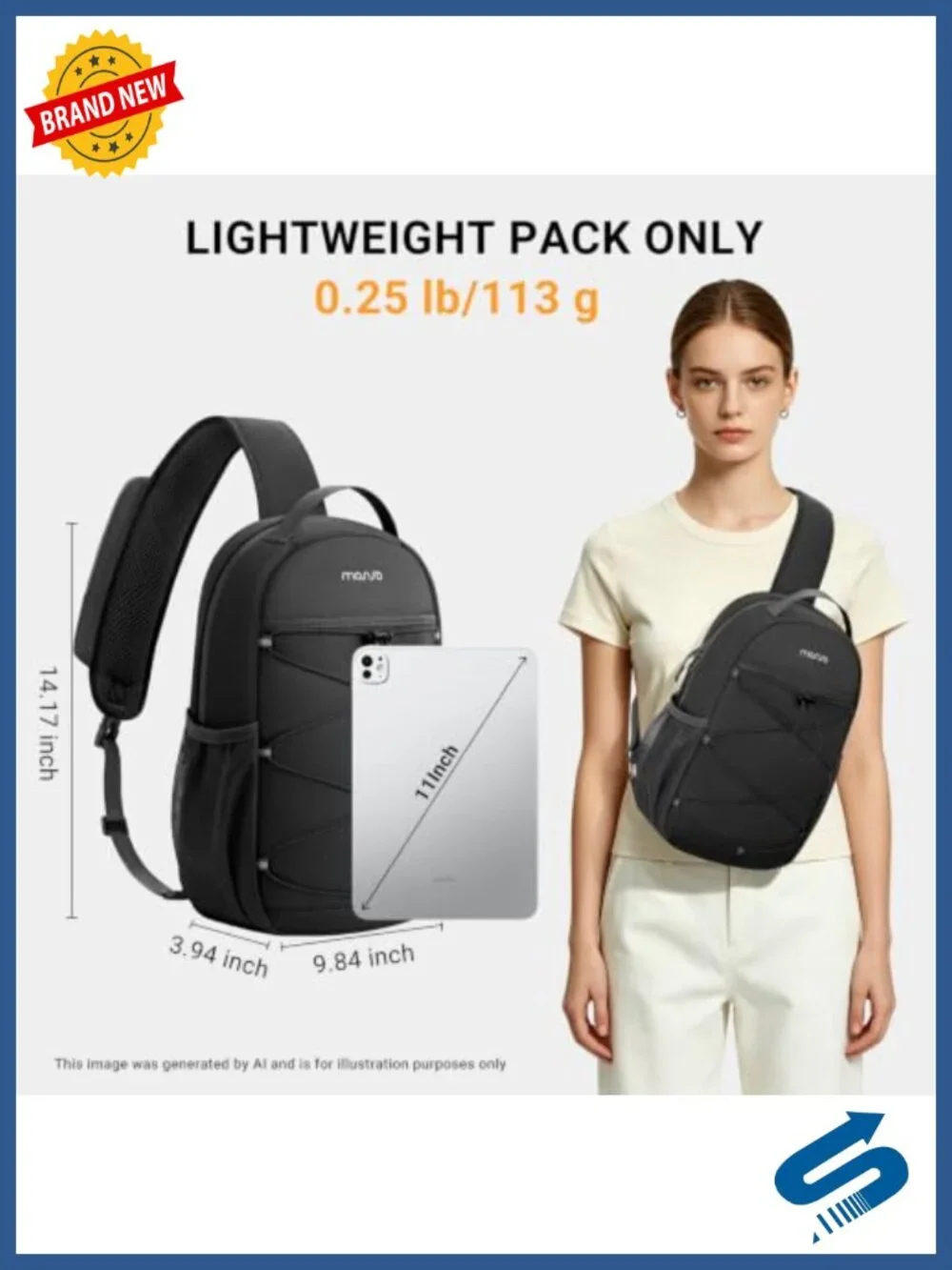 Sling Bag Crossbody Backpack Travel Hiking Daypack Chest Bag